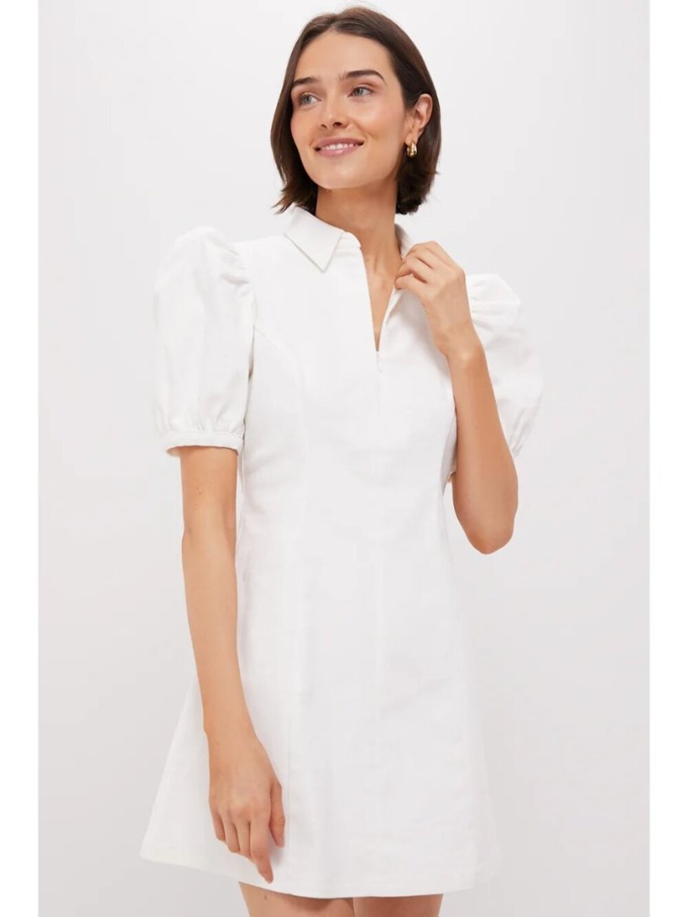 Tuckernuck Hyacinth House Front Zip Denim Mini Dress in White New Womens - Picture 2 of 11